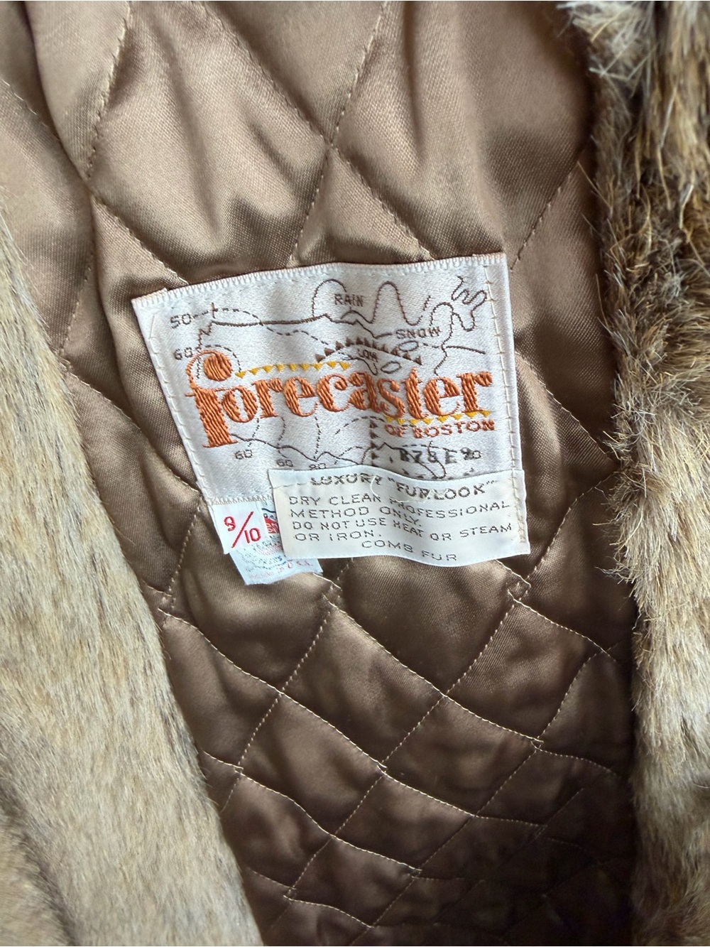 Vintage with tags Forester Tan Faux-Fur Trim Belted Trench - Picture 10 of 14